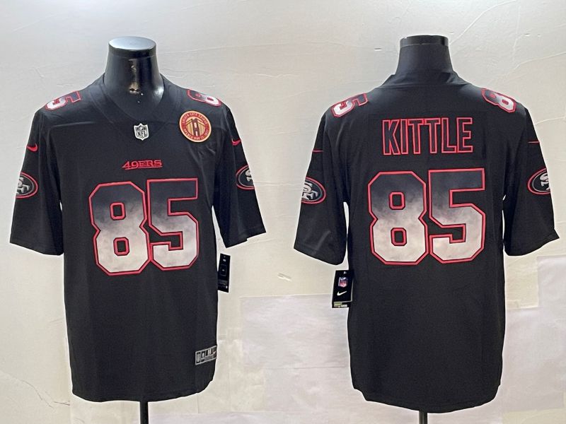 Men San Francisco 49ers #85 Kittle Black Nike Smoke Fashion 2024 Limited NFL Jersey style 5->san francisco 49ers->NFL Jersey